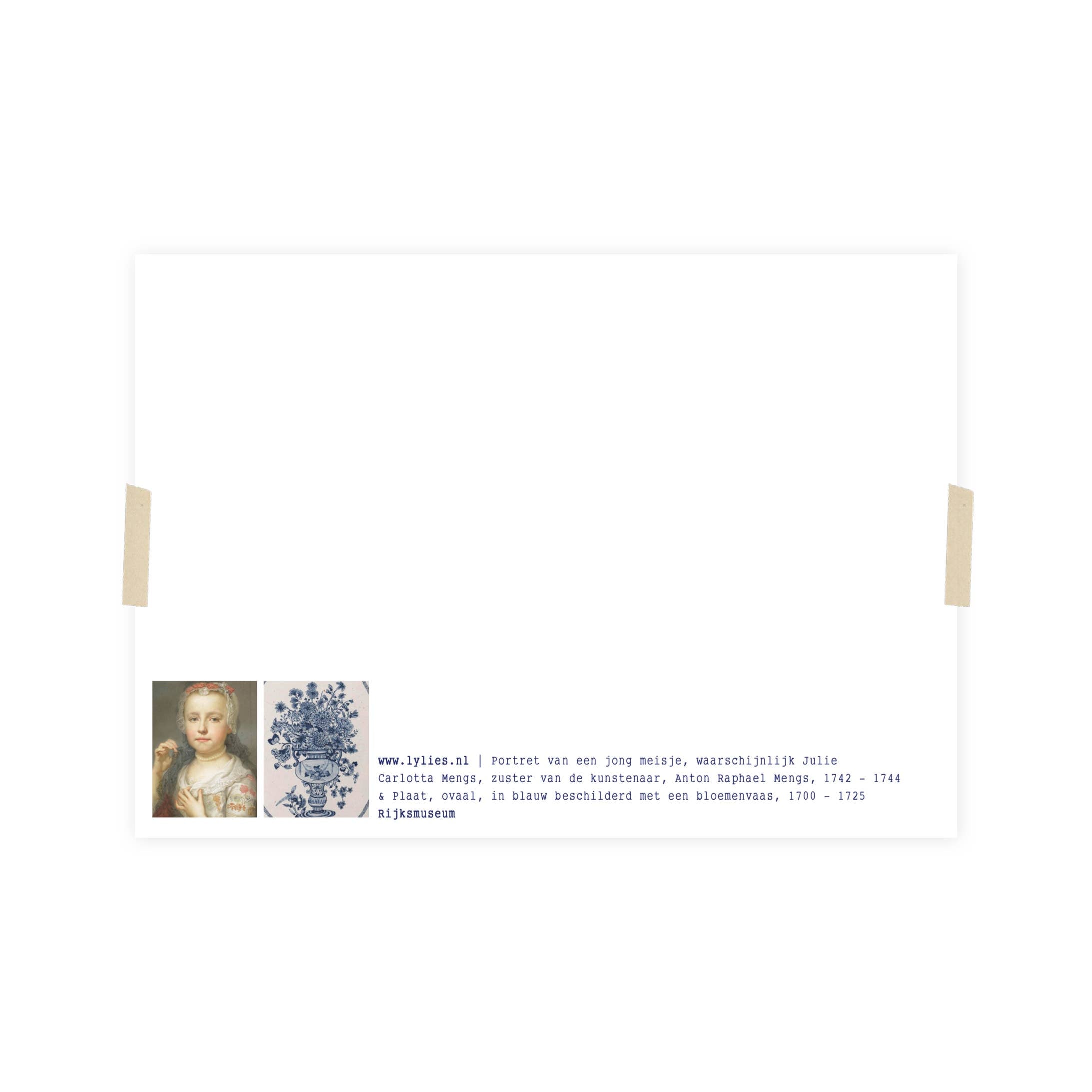 Postcard collage Museum-collectie - meisje blauw bloemenhaar